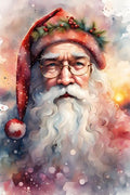 Illustration of Santa Claus with a festive background