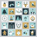  advent calendar with 25 small squares each featuring a Christmas-themed illustration