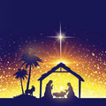 Nativity scene with star in the sky