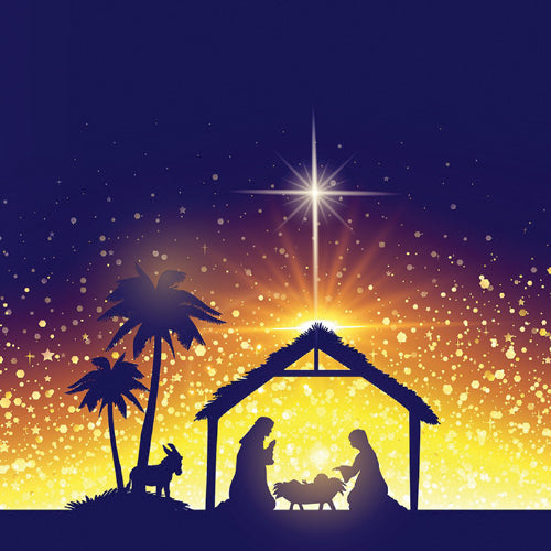 Nativity scene with star in the sky