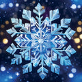 Detailed snowflake design with a dark blue background and light effects