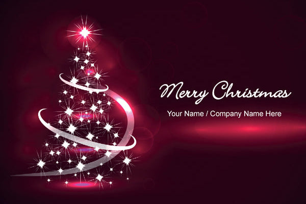 Decorative Christmas tree with lights on a dark red background, featuring 'Merry Christmas' text.