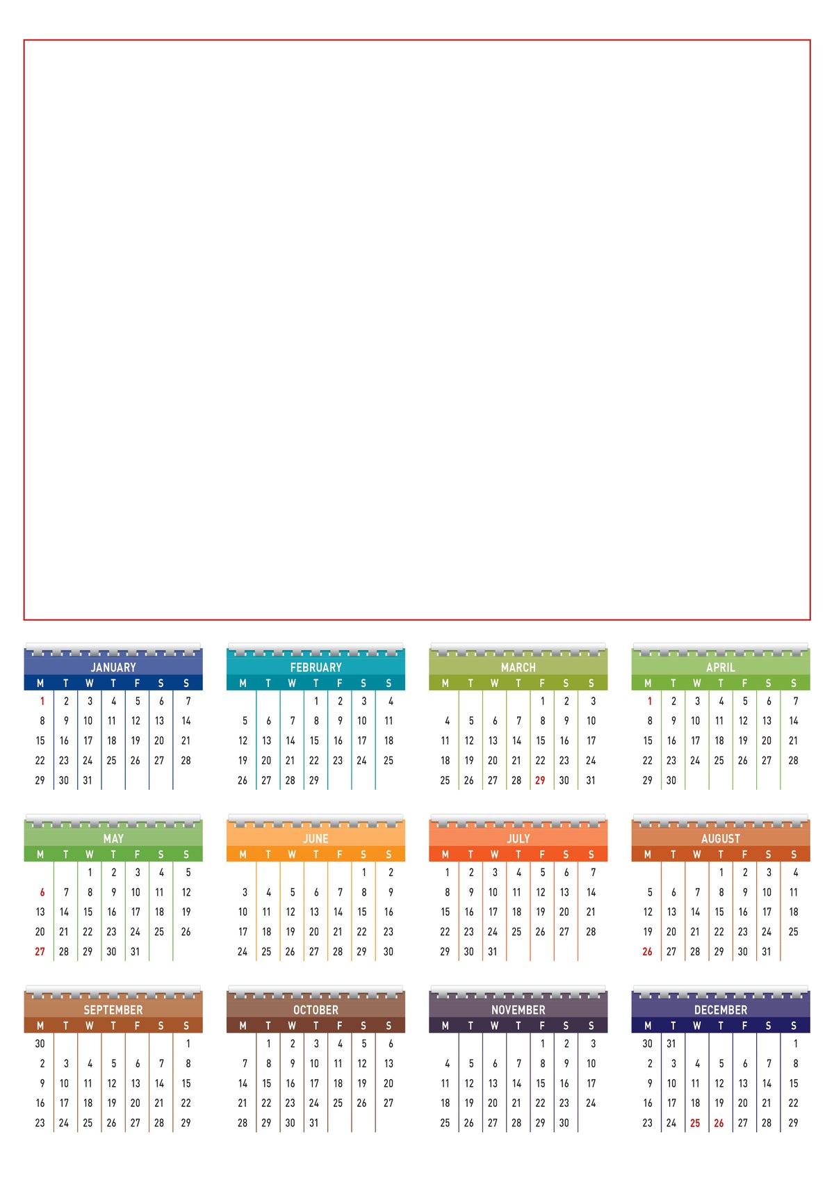 Spirals A4 Flat Calendar