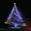 Colorful Christmas tree made of lights on a black background