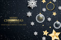 Christmas-themed design with ornaments and text on a dark background