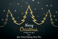 Gold Christmas trees and stars on a dark background with 'Merry Christmas & Happy New Year' text.
