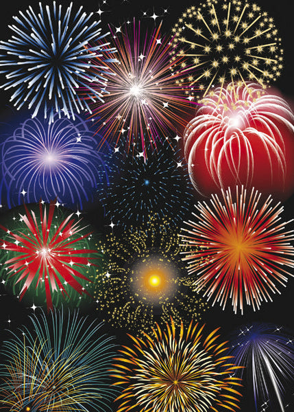 Colorful fireworks display against a dark sky